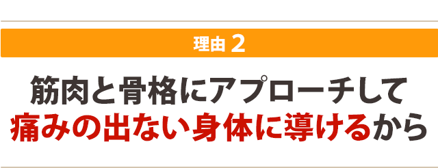 筋肉と骨格にアプローチして 痛みの出ない身体に導けるから